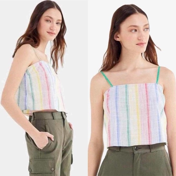 Pastel Rainbow Striped Crop Tank Top - UO - Picture 1 of 5